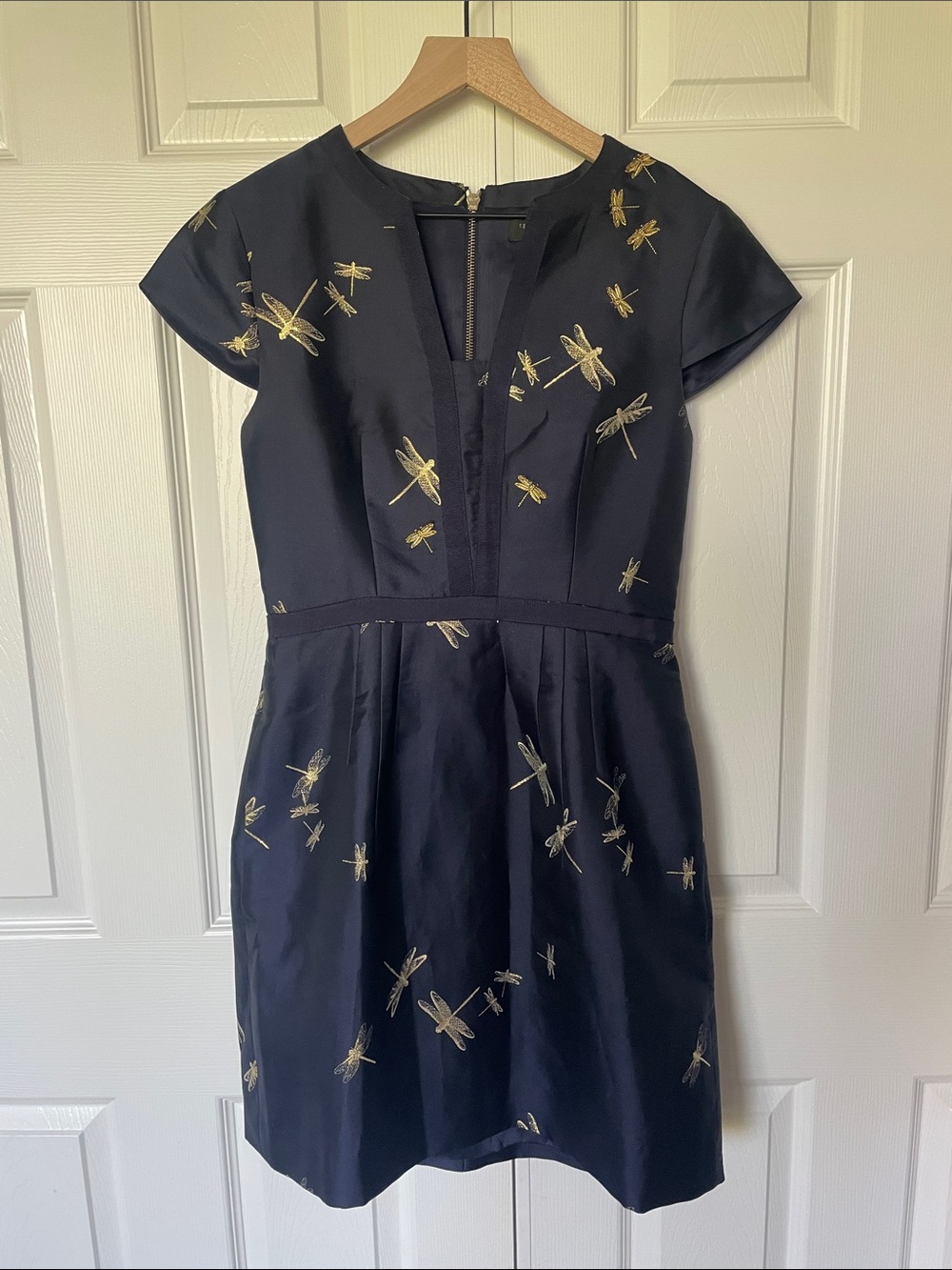 Ted Baker Navy Mini Dress with Gold Dragonfly Motif